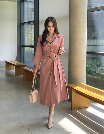 Mazel Collar Shirt Wrap One Piece